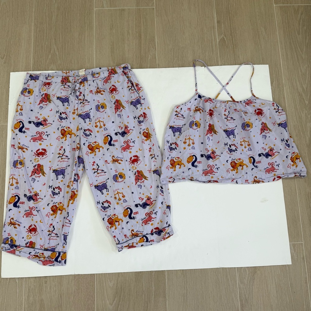 Print Fresh Pajama Set Tank What’s Your Sign Print 1X Plus Size Zodiac Sign